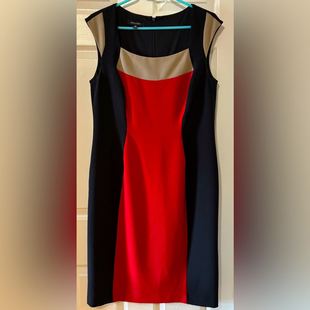 JONES STUDIO COLOUR BLOCK DRESS SZ 12